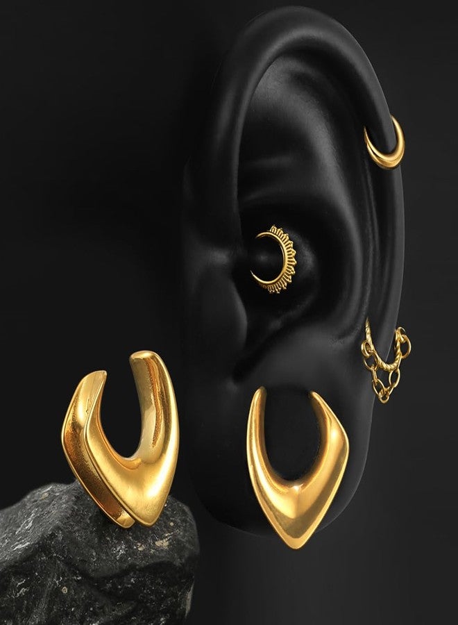 Earblity 1 Pair Cute saddle gauges 00g/ 10mm Ear Tunnels Plugs 316 Stainless Steel Gold Ear Gauges Weight Saddle Plugs Hypoallergenic expander Piercing Body Jewelry - Image 4